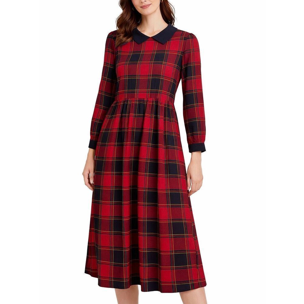 Lanz Vintage plaid Peter pan collar a-line dress size 14